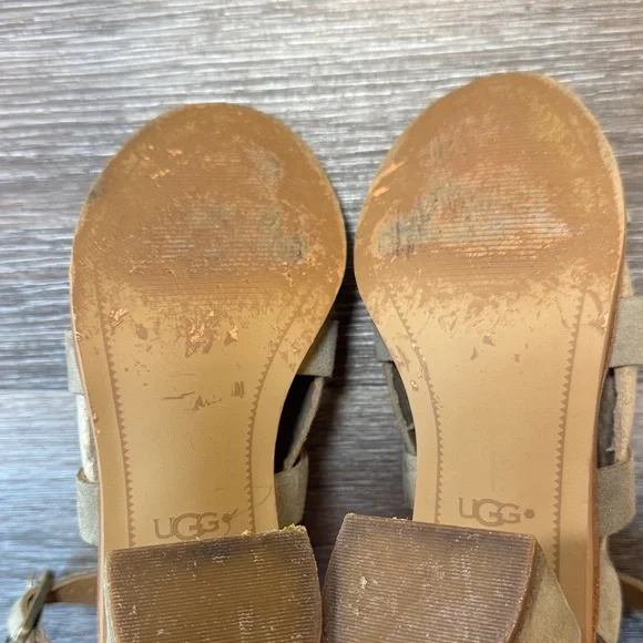 UGG Stylish green/Tan suede/leather Sandals size 7.5 (j151) - Picture 10 of 14